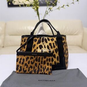 Balenciaga Animal Print Tote and Pouch Set